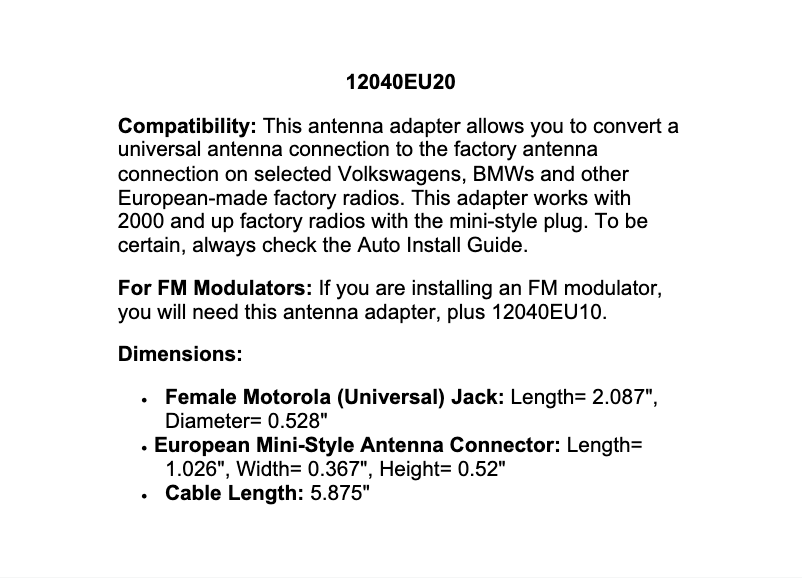 Page 1 de la notice Manuel utilisateur Metra 40-EU20