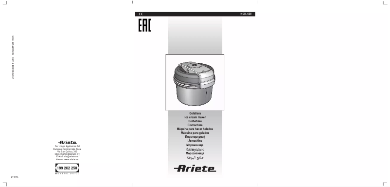 Page 1 of the manual User Manual Ariete 630