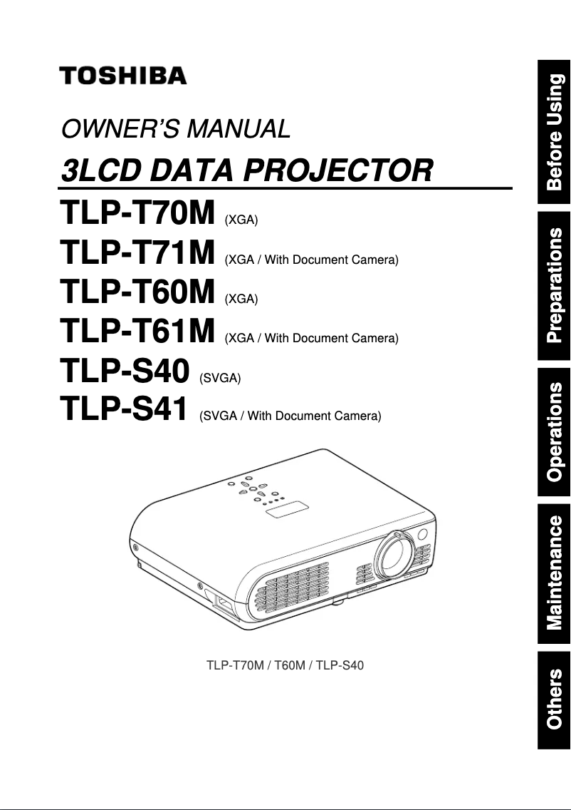 Page 1 of the manual User Manual Toshiba TLP-S40
