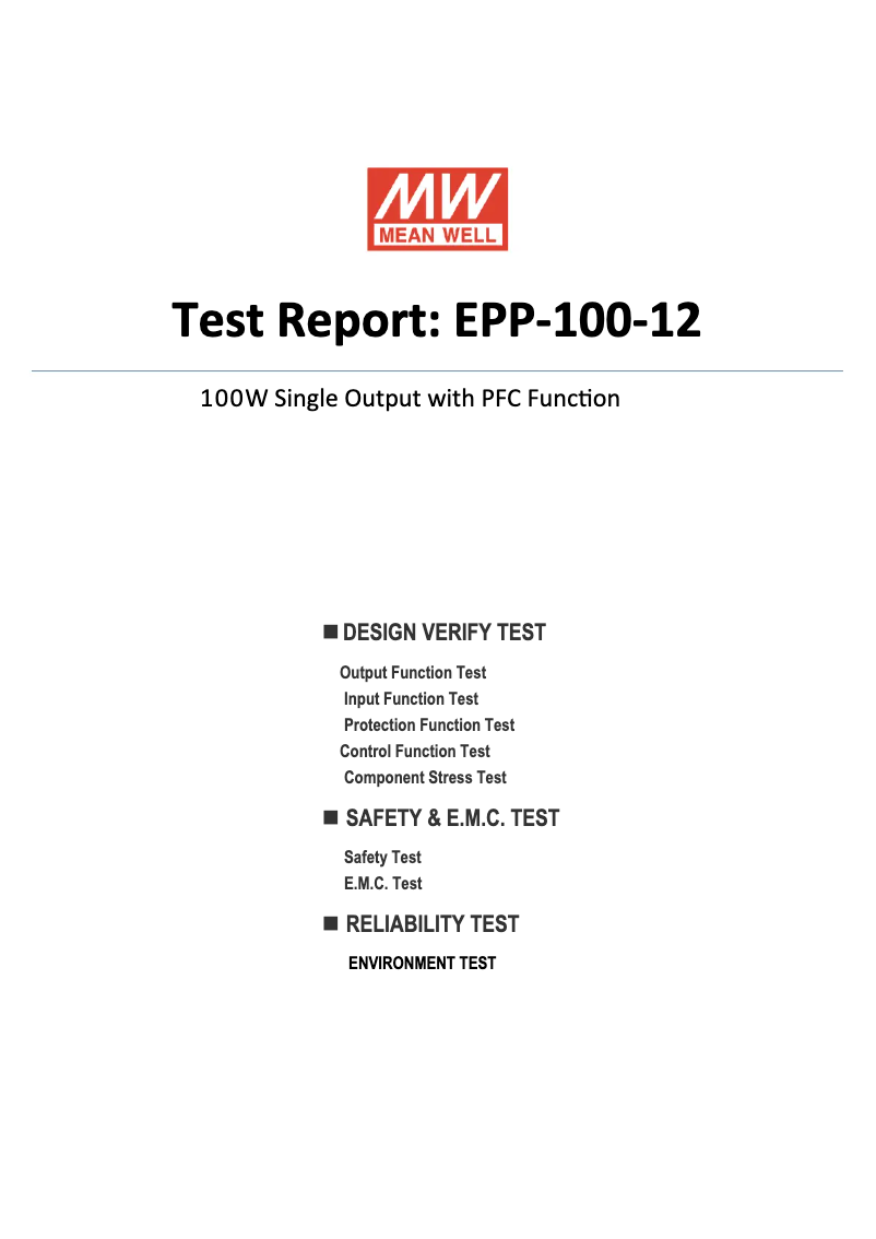 Page 1 of the manual Technical Sheet Mean Well EPP-100-12