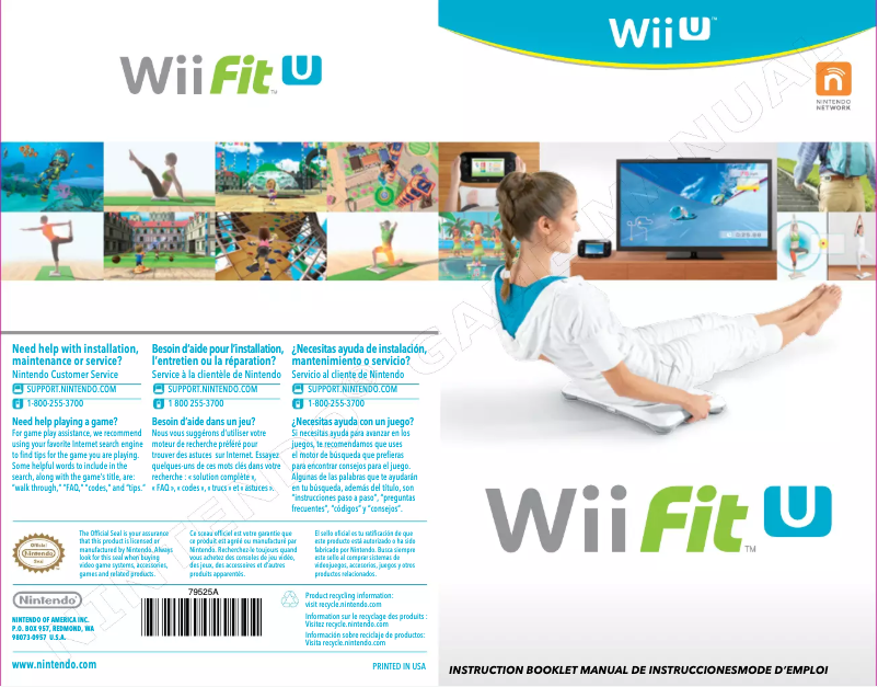 Image de la première page du manuel de l'appareil Wii Fit U (Wii U)