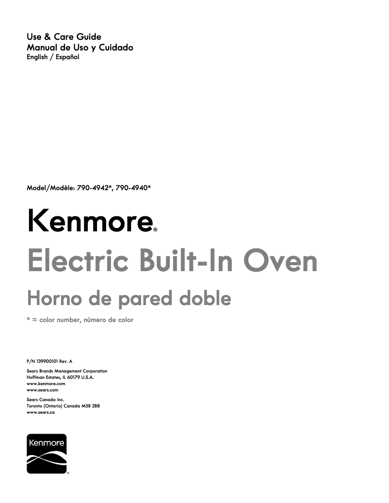 Page 1 of the manual User Manual Kenmore 790.49429