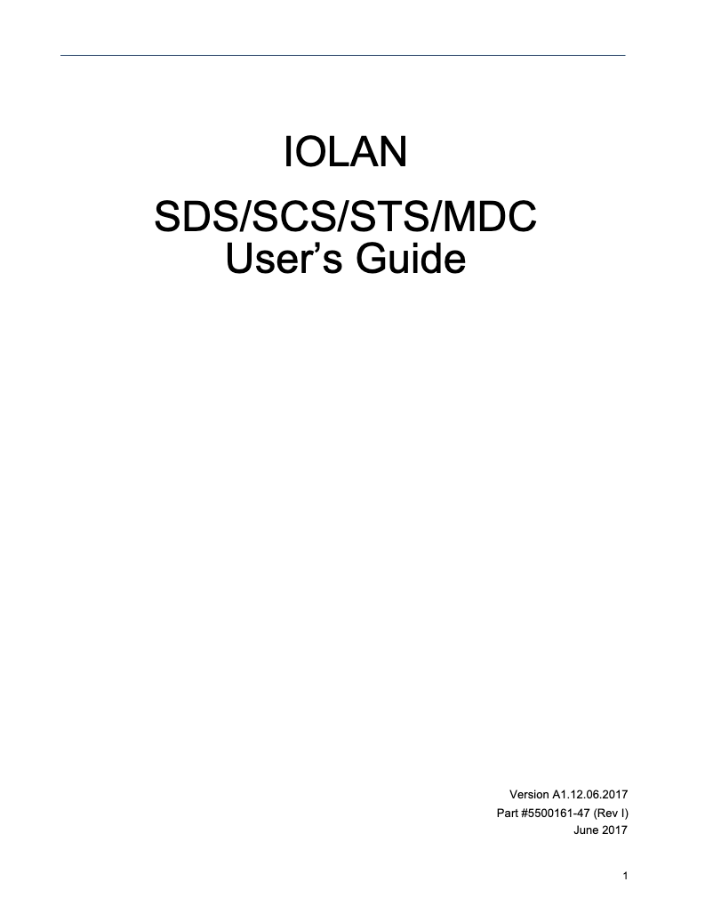 First page image of the manual for IOLAN SDS4P