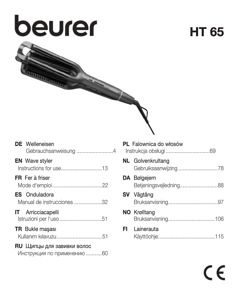 First page image of the manual for HT 65