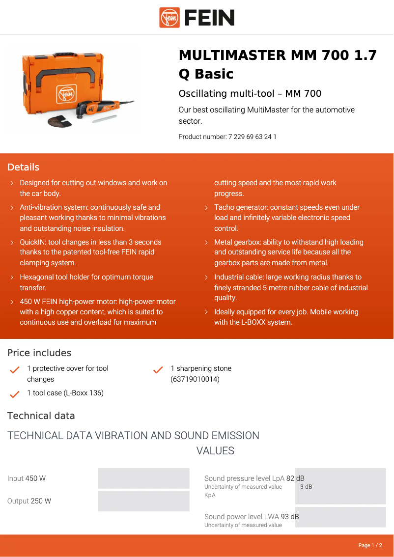 First page image of the manual for Multimaster MM 700 1.7 Q Basic
