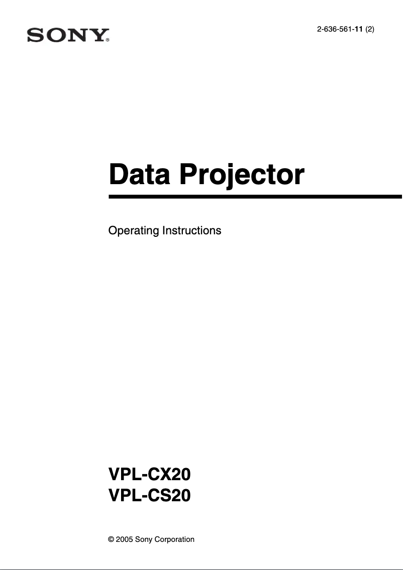 Page 1 of the manual User Manual Sony VPL-CS20