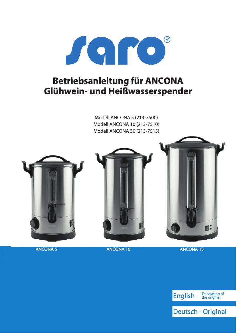 First page image of the manual for ANCONA 5 213-7500