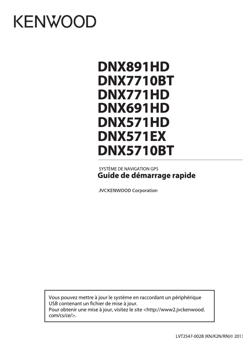 Page 1 of the manual Quick Start Guide Kenwood DNX571HD