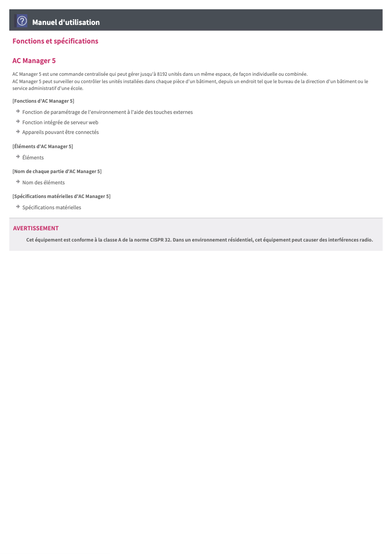 First page image of the manual for PACM5A000