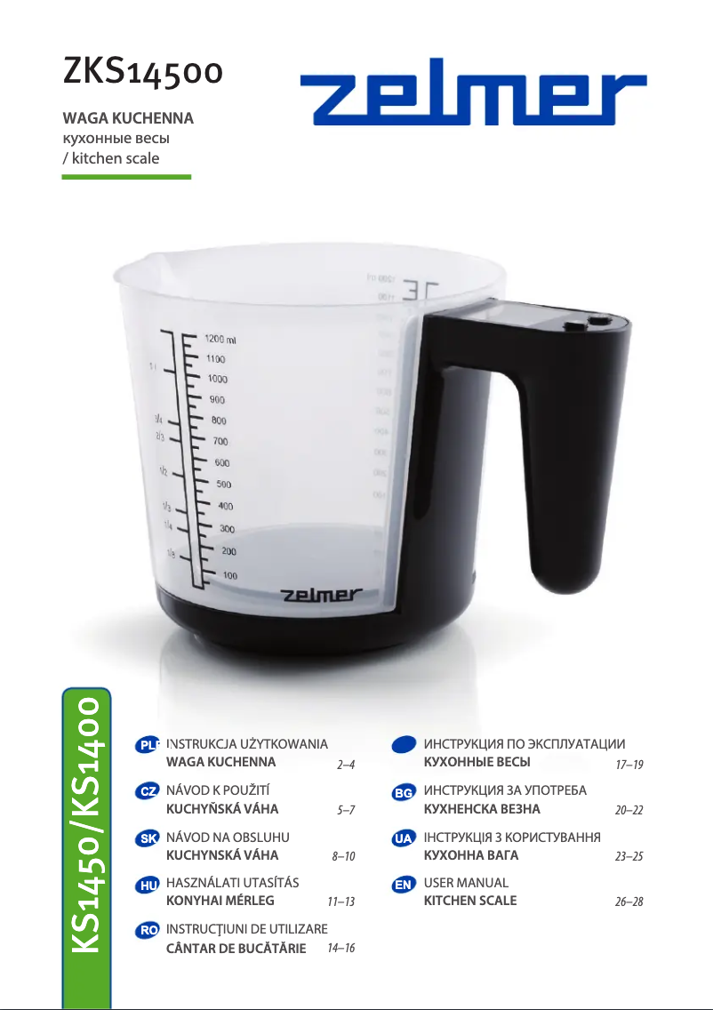 Page 1 de la notice Manuel utilisateur Zelmer KS1400