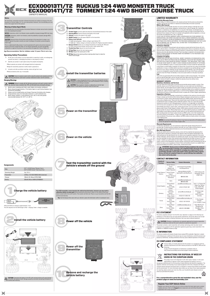 First page image of the manual for Torment ECX00014T2