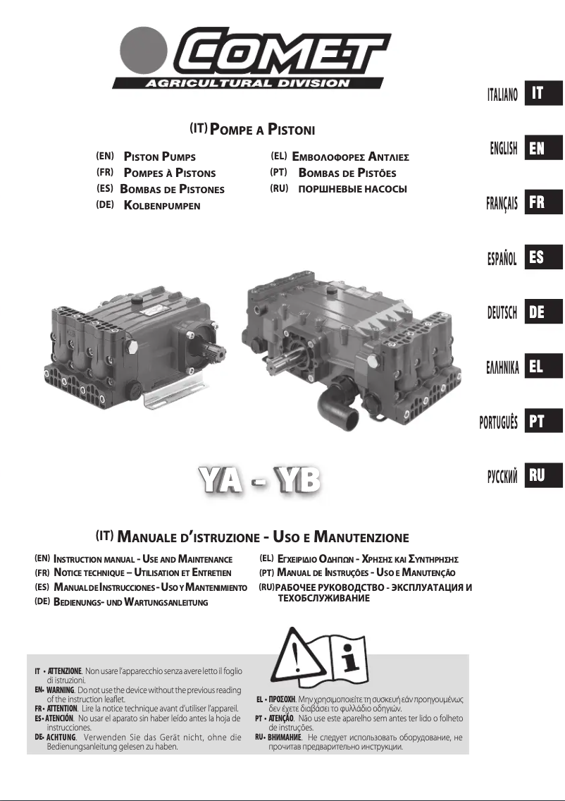 Page 1 of the manual User Manual Comet YB 150