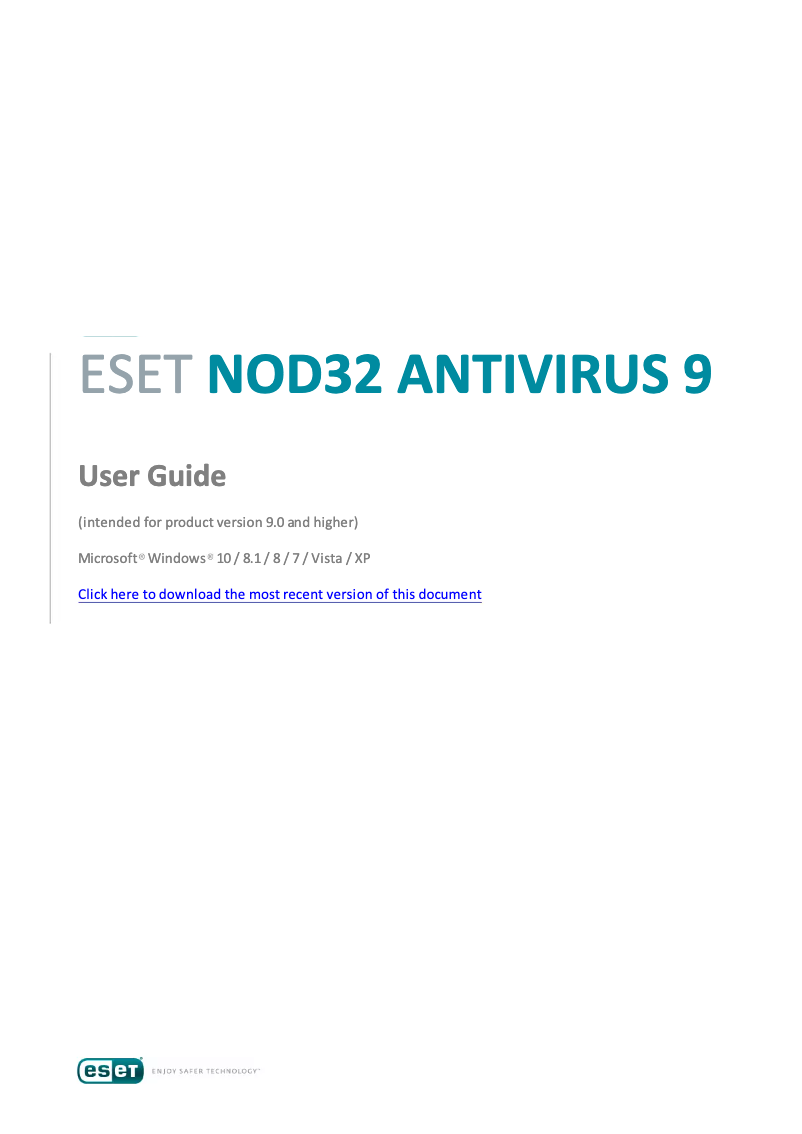 Image de la première page du manuel de l'appareil NOD32 Antivirus 9