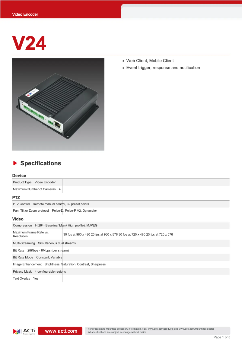 First page image of the manual for V24