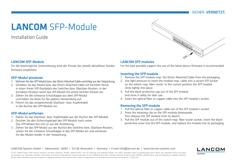 Image de la première page du manuel de l'appareil SFP-CO1