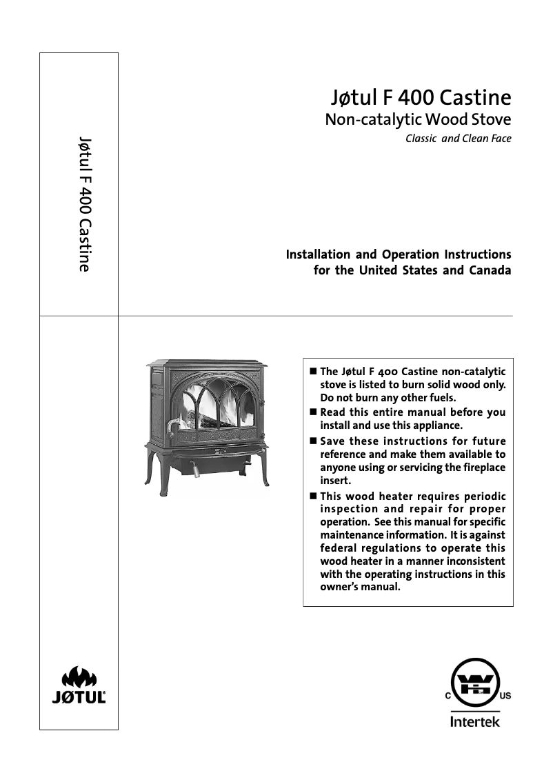 First page image of the manual for F 400 Castine CF