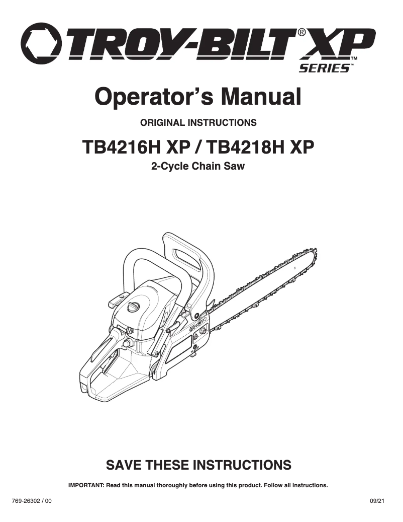 First page image of the manual for TB4216H XP