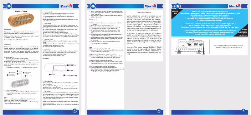 Page 1 of the manual User Manual Merlin TimberTunes