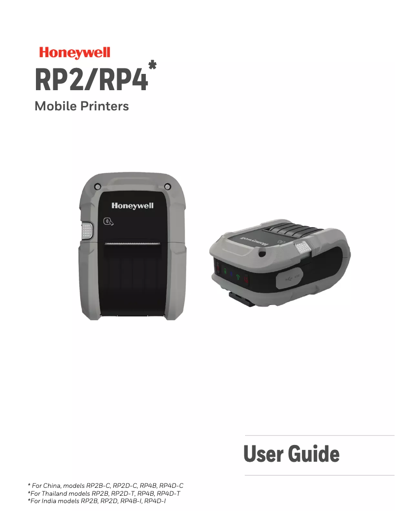 Page 1 of the manual User Manual Honeywell RP2