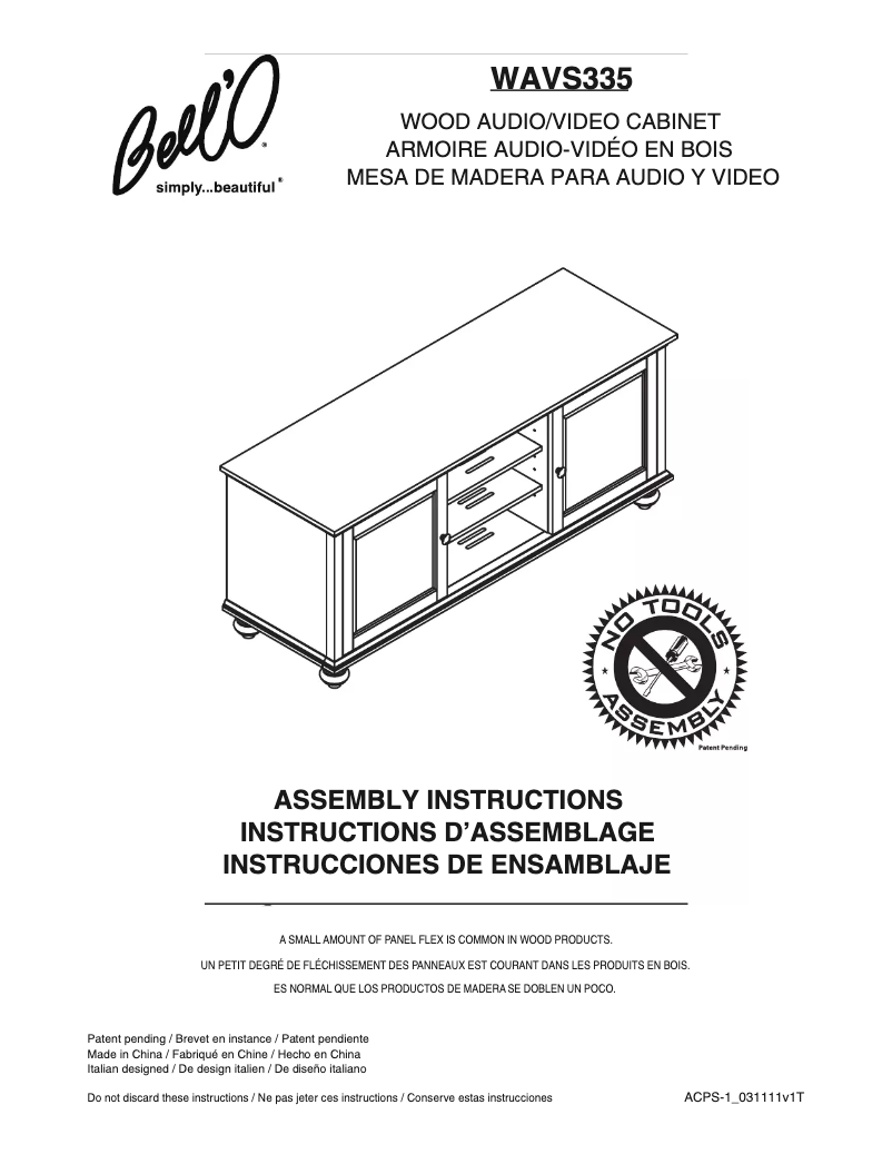 Page 1 of the manual User Manual Bell'O WAVS-335