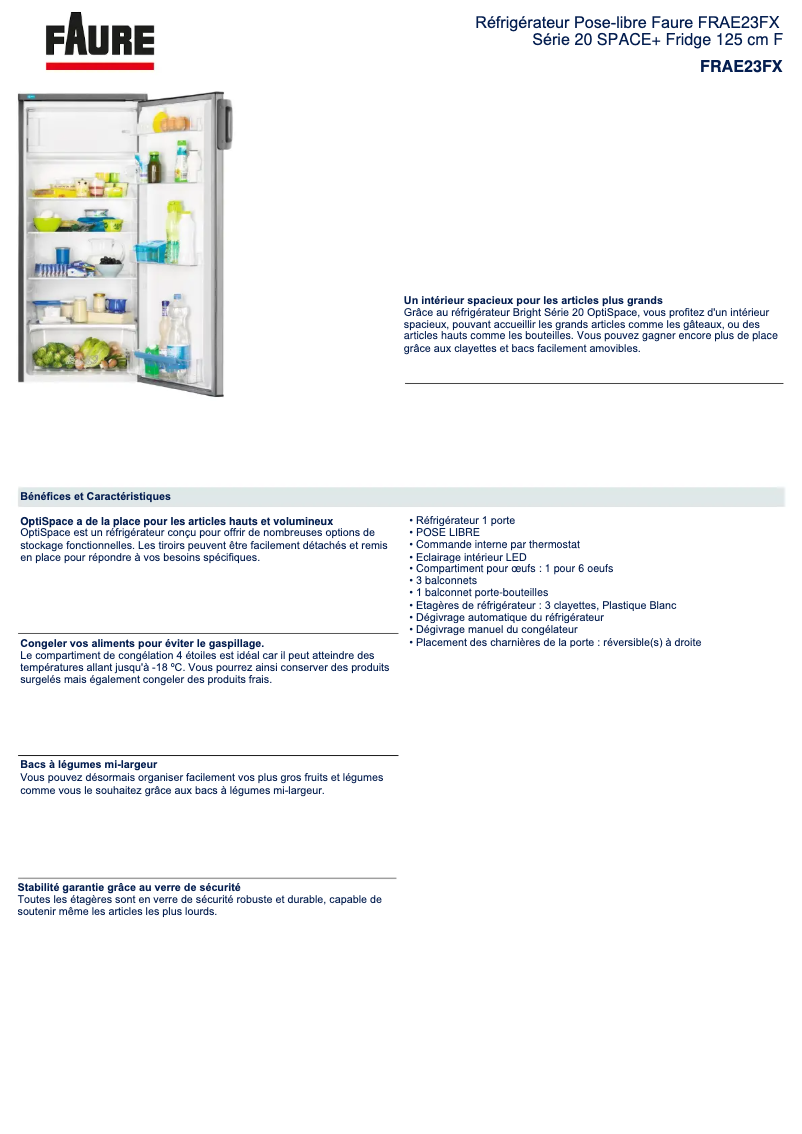 First page image of the manual for FRAE23FX