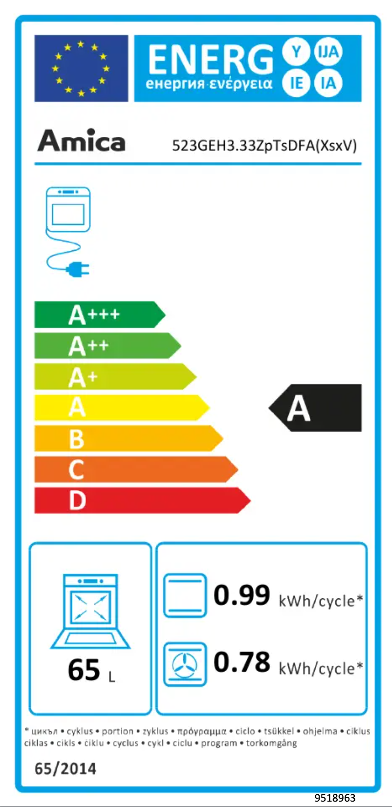 Page 1 of the manual User Manual Amica 523GEH3.33ZpTsDFA(XsxV)