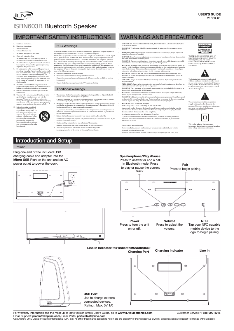Page 1 of the manual User Manual iLive ISBN603