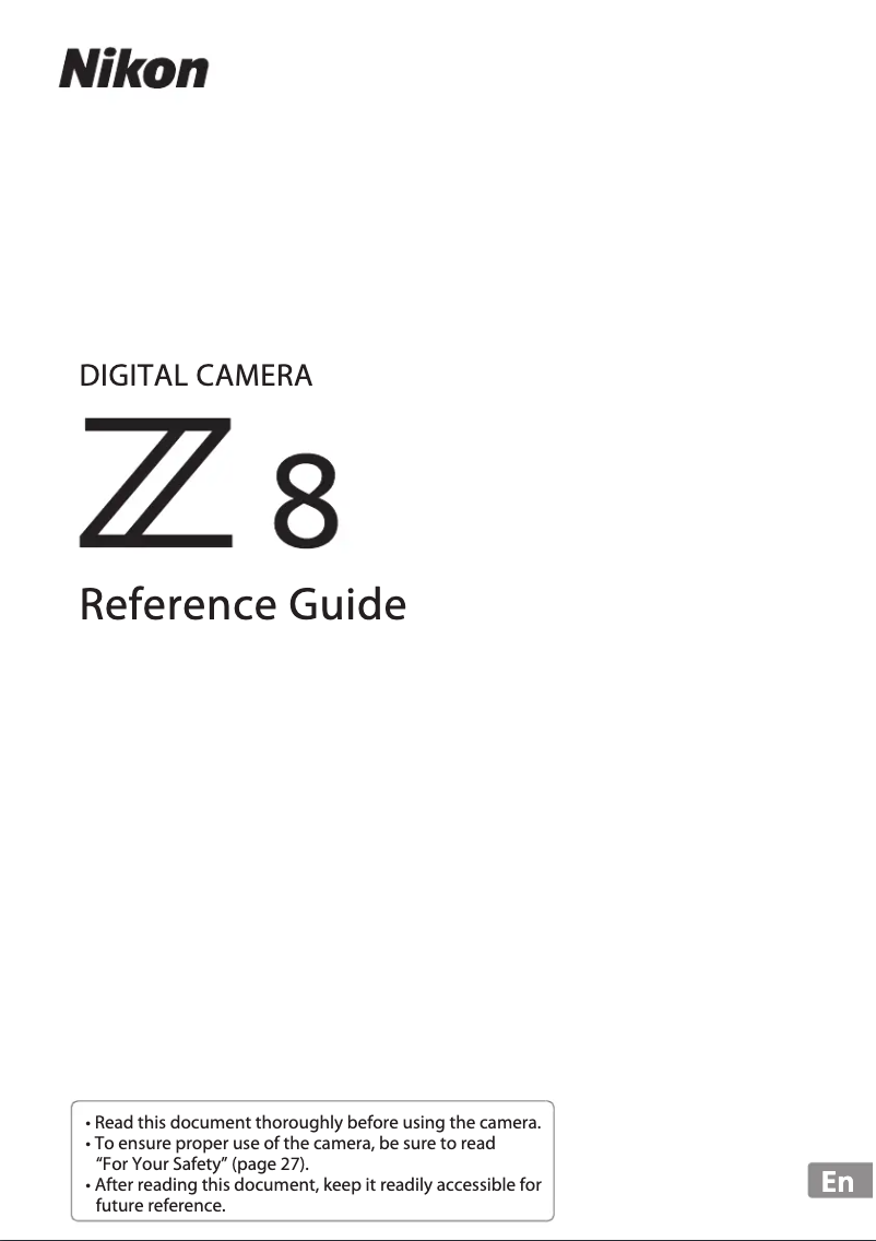 First page image of the manual for Z8