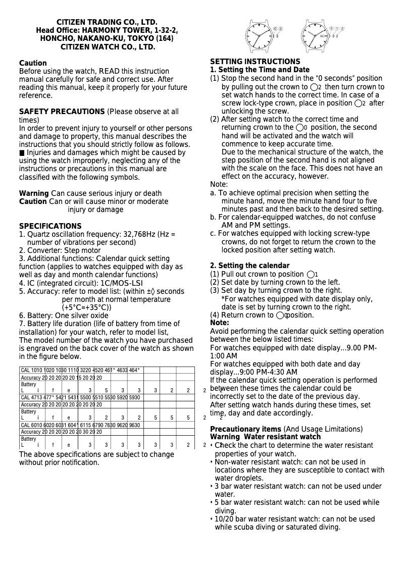 First page image of the manual for Cal 1020