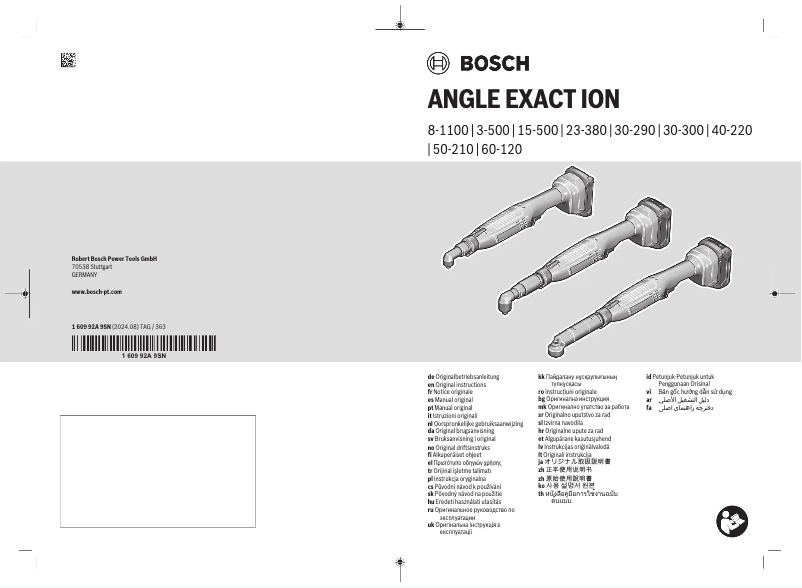 First page image of the manual for ANGLE EXACT ION 30-300 Professional