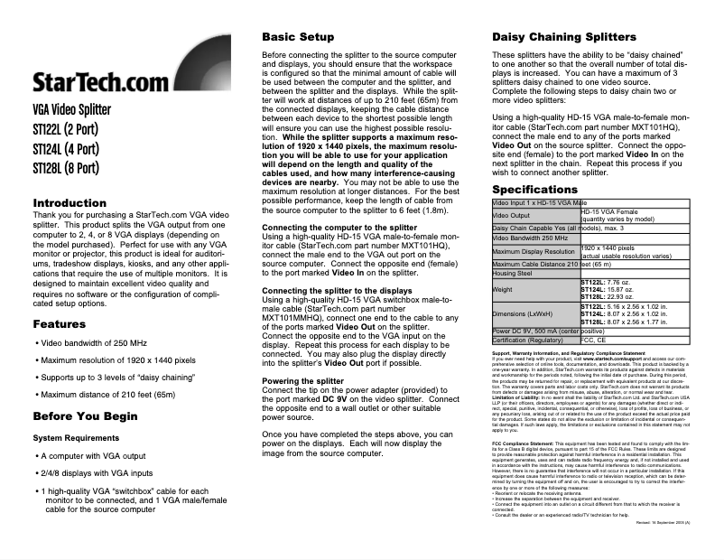Page 1 of the manual User Manual StarTech.com ST128LGB