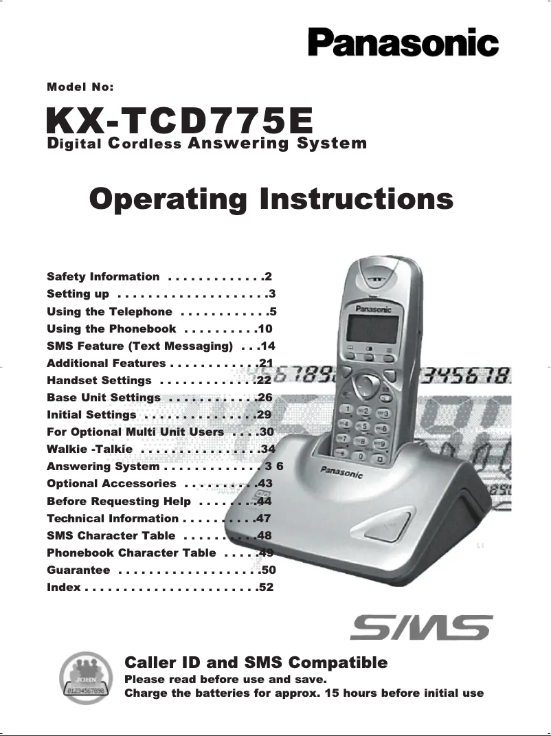First page image of the manual for KX-TCD775