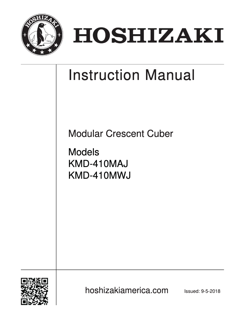 Page 1 of the manual Installation Guide Hoshizaki KMD-410MAH