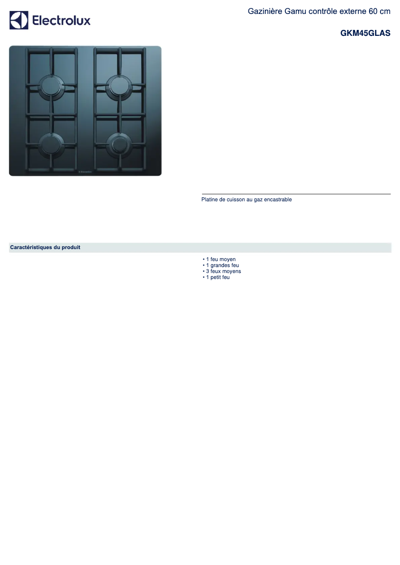 Page 1 of the manual User Manual Electrolux GKM45GLAS