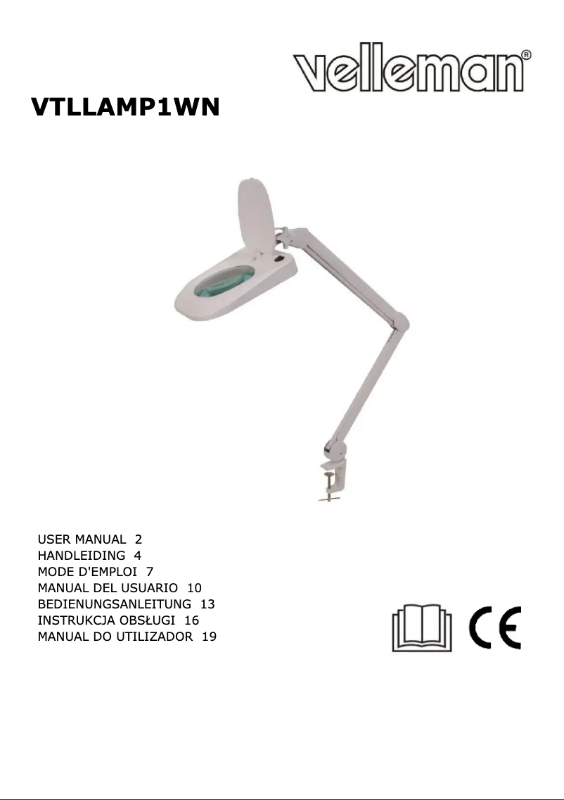 Page 1 of the manual User Manual Velleman VTLLAMP1WN