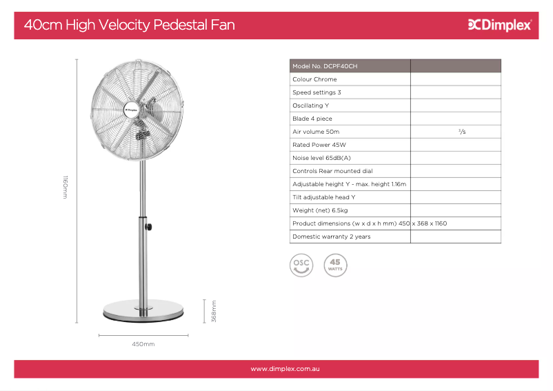 First page image of the manual for DCPF40CH