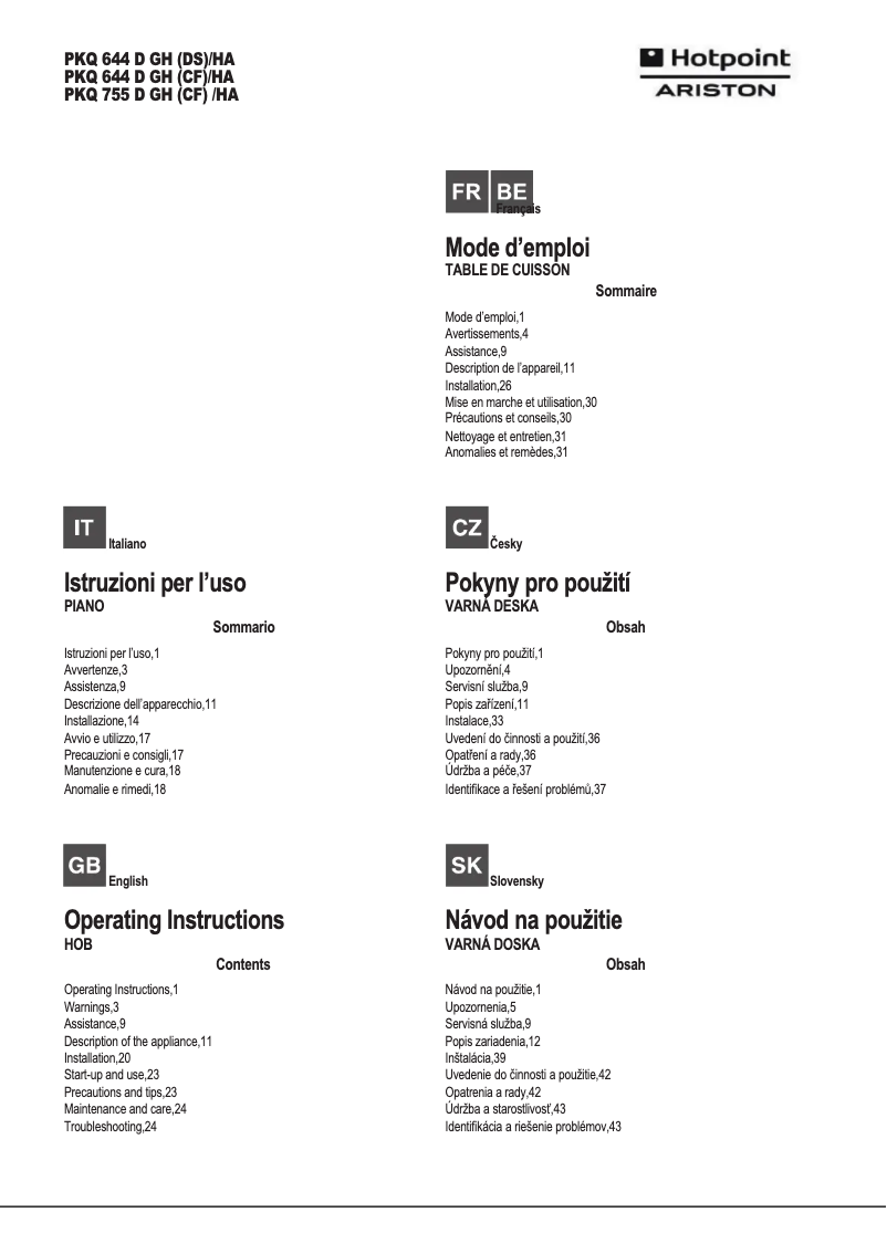 First page image of the manual for PKQ 755 D GH (CF)/HA