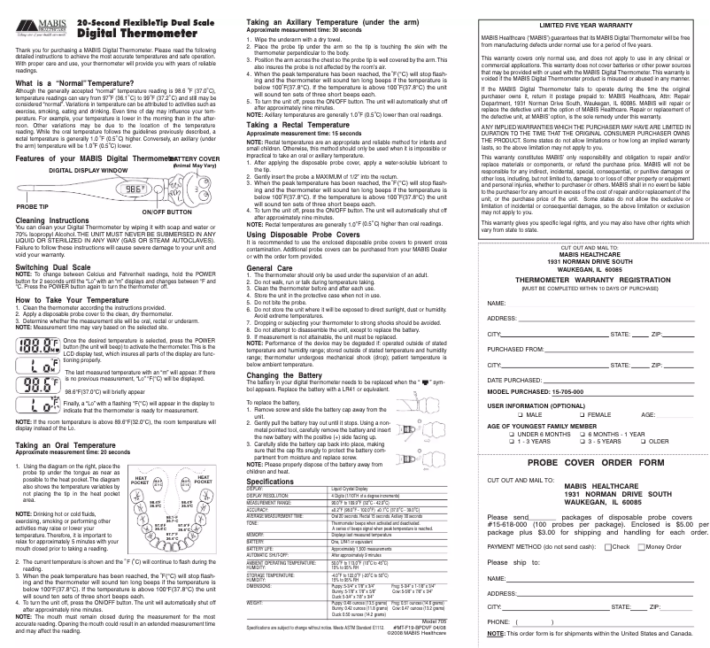 Page 1 of the manual User Manual Mabis 20-Second Flex Top