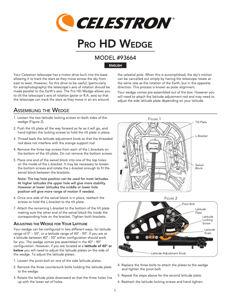 First page image of the manual for Wedge