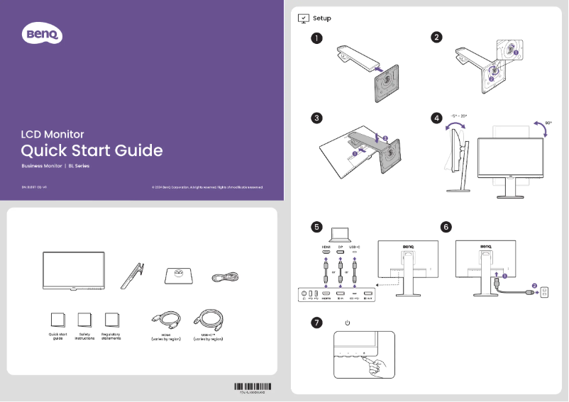 Page 1 de la notice Guide de démarrage rapide BenQ BL2486TC