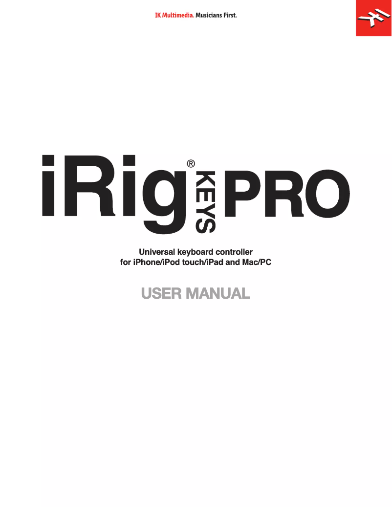 First page image of the manual for iRig Keys Pro
