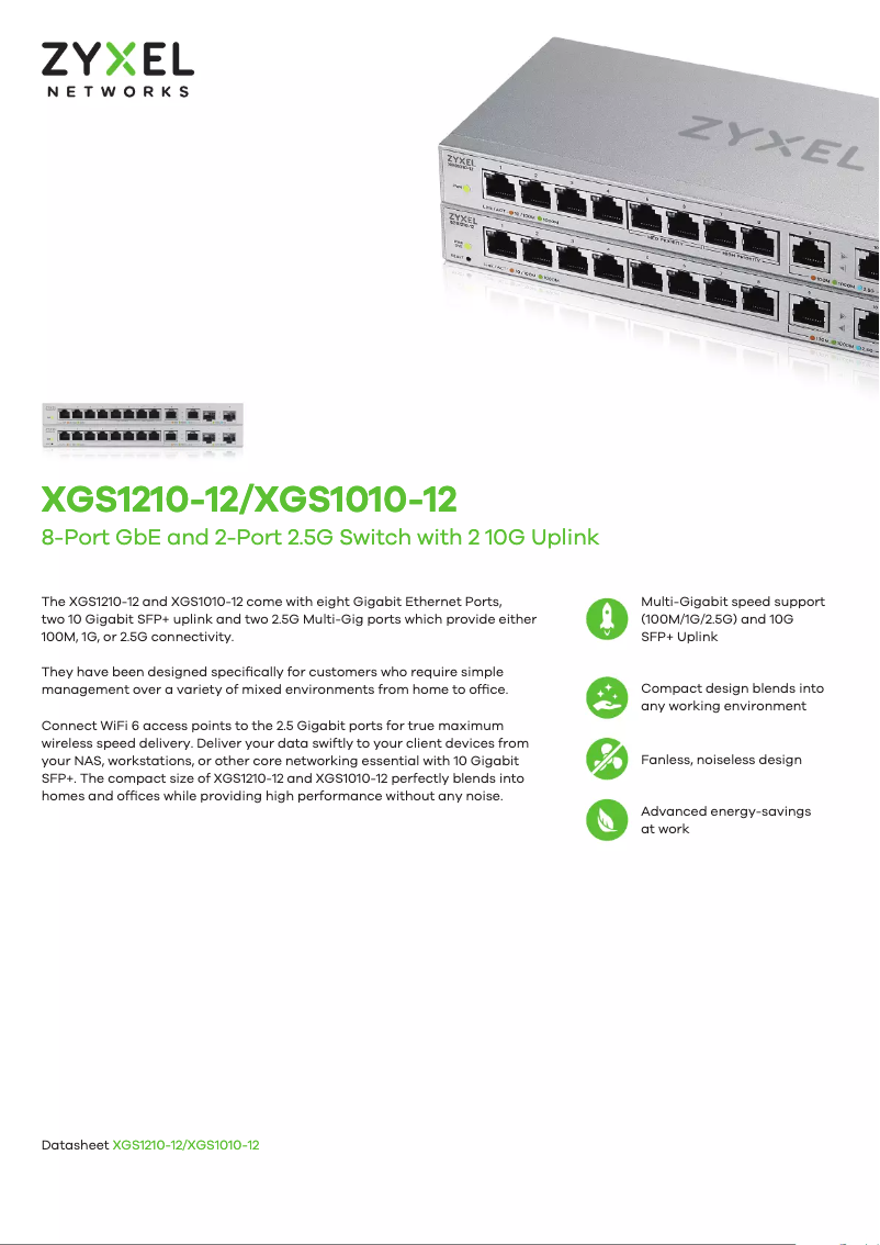 First page image of the manual for XGS1010-12