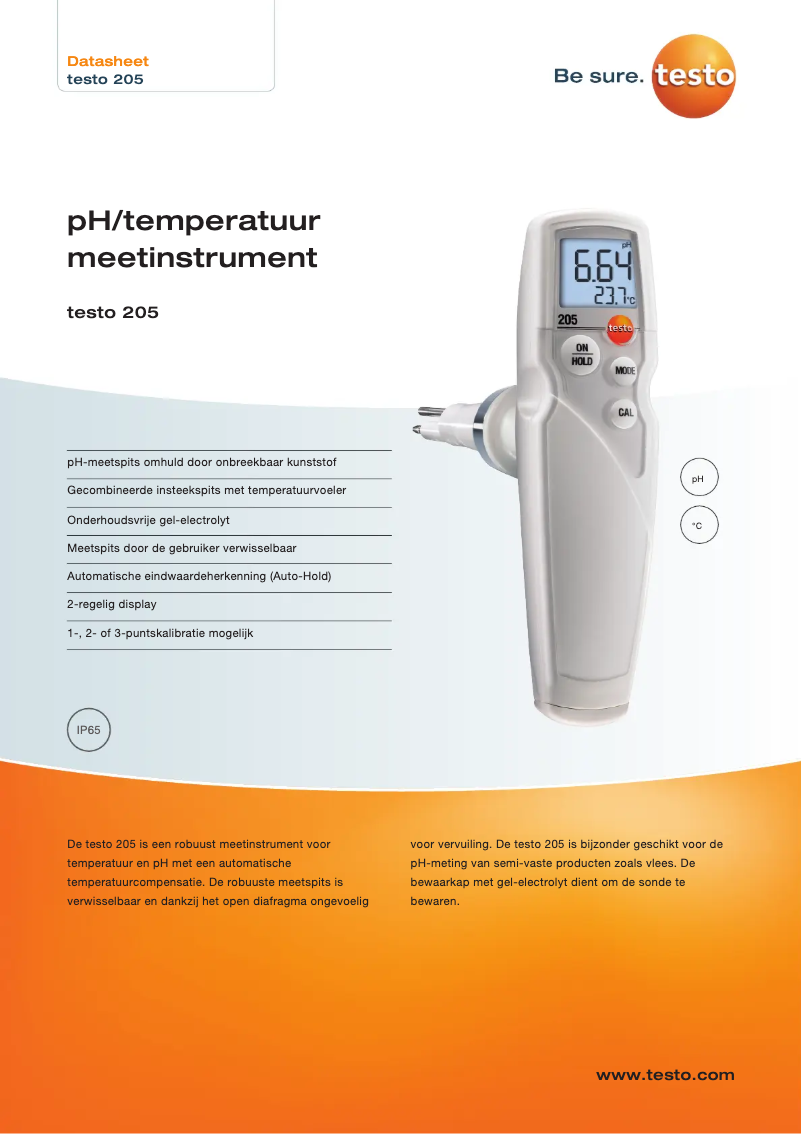 Page 1 of the manual Brochure Testo 205