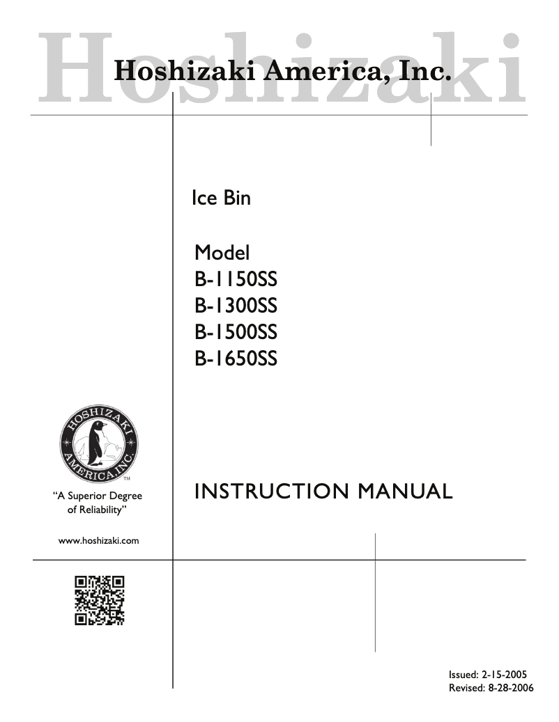 First page image of the manual for B-1300SS
