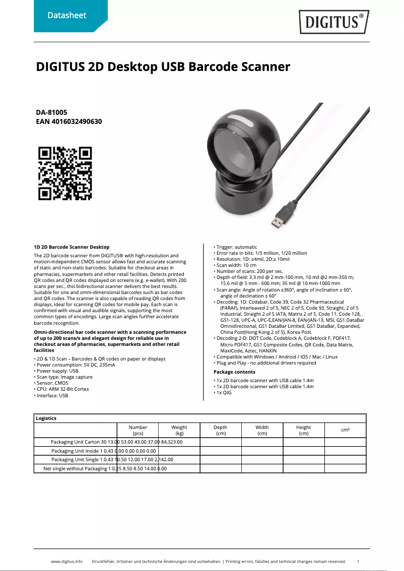 First page image of the manual for DA-81005