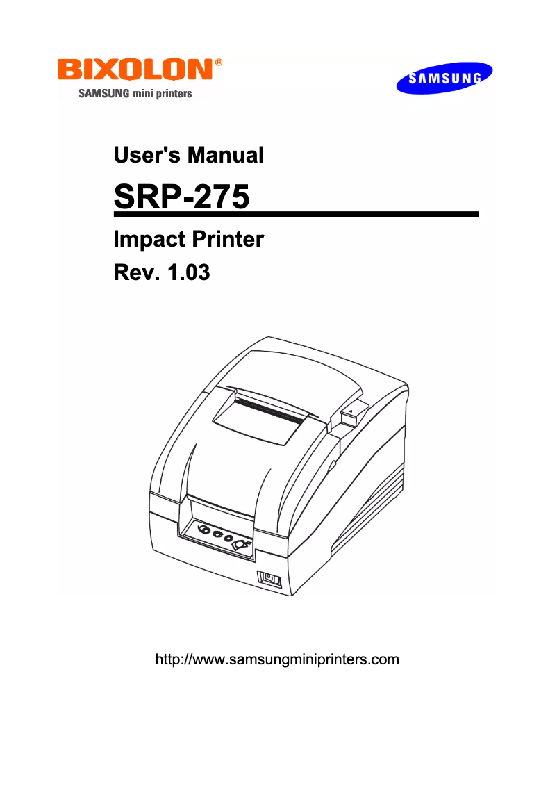 Page 1 of the manual User Manual Bixolon SRP-275AU
