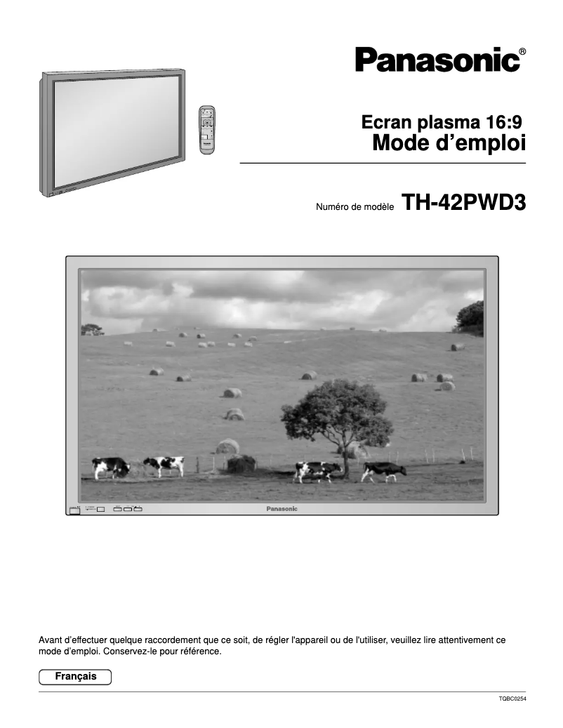 Page 1 of the manual User Manual Panasonic TH-42PWD3U
