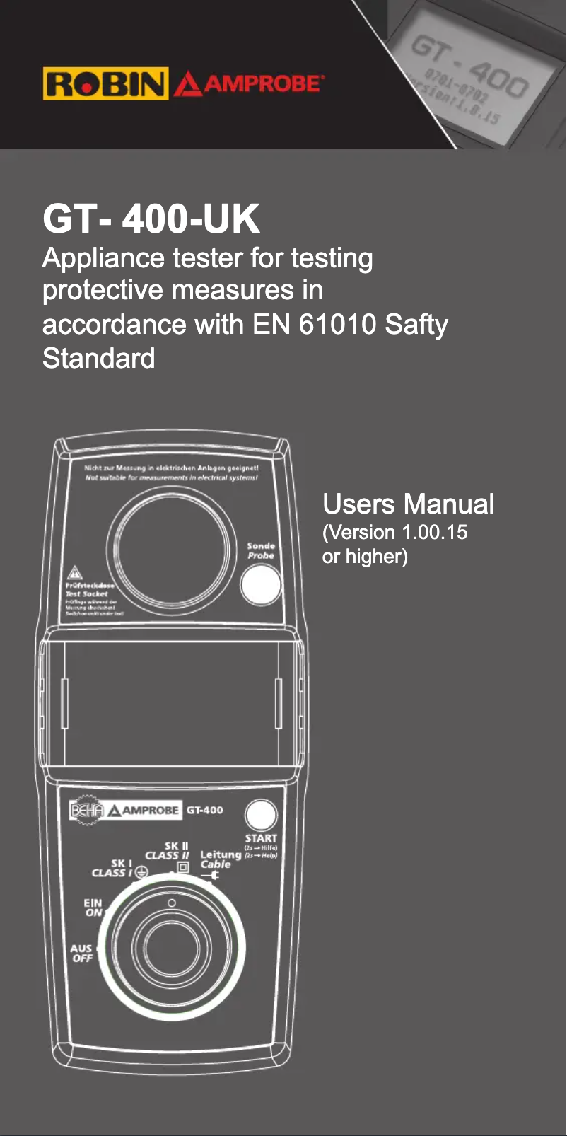 First page image of the manual for GT-400-UK