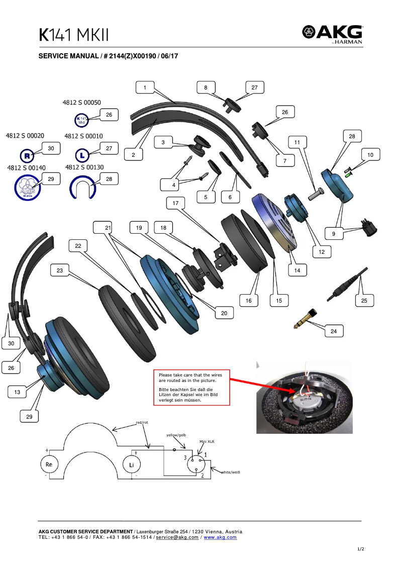 Page 1 of the manual User Manual AKG K141 MKII