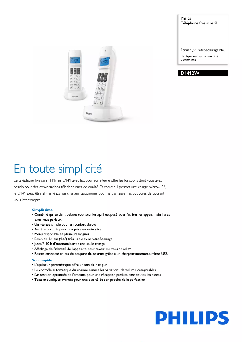 First page image of the manual for D1412W